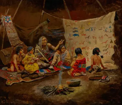 The Kindergarten (The Story Teller) av Charles Marion Russell