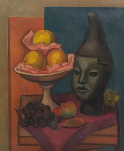 Stillleben mit Benin-Kopf von Mark Gertler