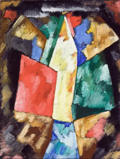 Abstrakce, modrá, žlutá a zelená, Marsden Hartley