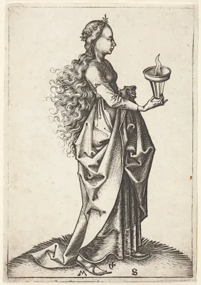 The fifth wise Virgin av Martin Schongauer