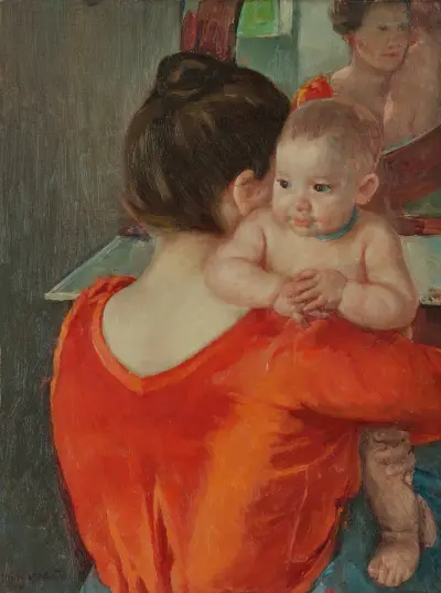 Baby Charles Looking Over His Mother’s Shoulder av Mary Cassatt