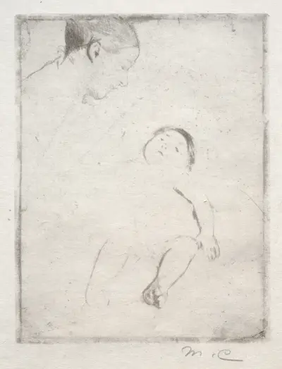 Bill Lying on his Mother’s Lap av Mary Cassatt