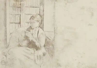Knitting in the Library (verso), 1881 – nr 2 av Mary Cassatt