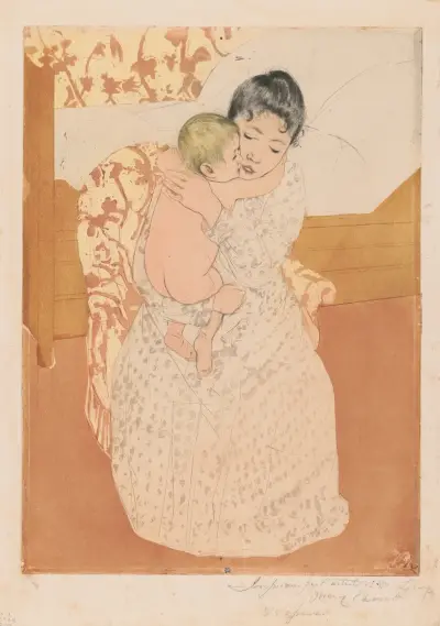 Maternal caress, 1891 av Mary Cassatt
