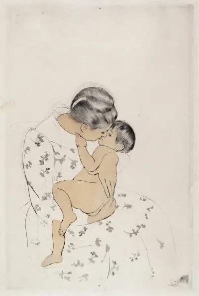 Matčin polibek, 1890, Mary Cassatt
