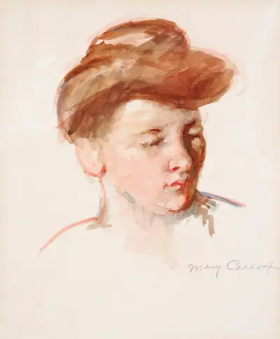 Sketch of Mother Jeanne’s Head Looking Down av Mary Cassatt