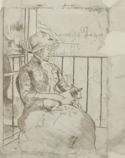 Susan on a Balcony Holding a Dog (verso), 1883 – nr 2 av Mary Cassatt