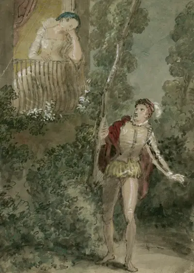 A scene from Romeo and Juliet – the balcony scene 2 av John Massey Wright