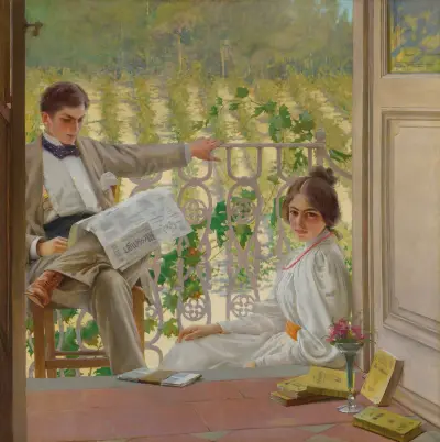 An Afternoon on the Porch av Vittorio Matteo Corcos
