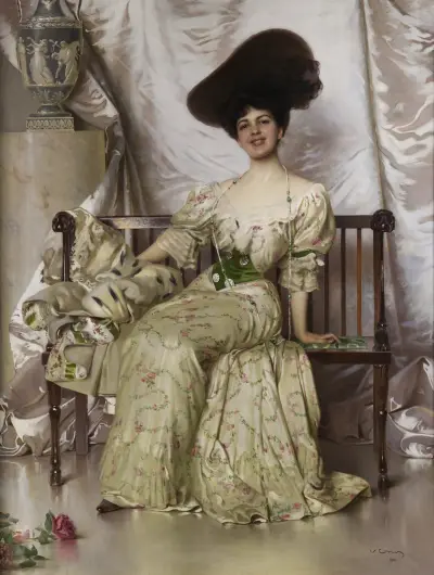 Portrait of the Contessa Nerina Pisani Volpi di Misurata. av Vittorio Matteo Corcos