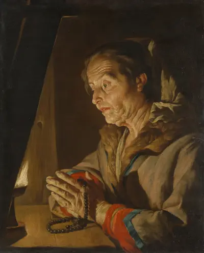 Old Woman Praying av Matthias Stom