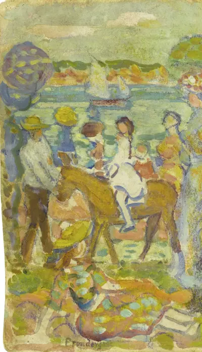 Group of Figures (with Donkey) av Maurice Prendergast