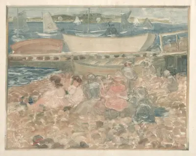 Shipyard, Children Playing av Maurice Prendergast