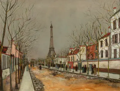 Avenue de Versailles a Eiffelova věž, Maurice Utrillo