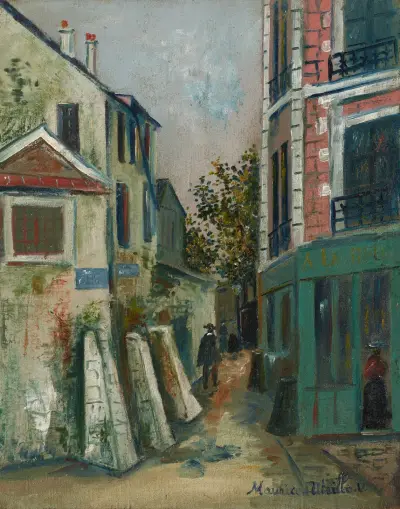 Belle Gabrielle a Rue Saint-Vincent na Montmartru, Maurice Utrillo