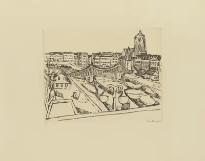 City View with ‘Eiserner Steg’ (Iron Bridge), 1923 – nr 1 av Max Beckmann
