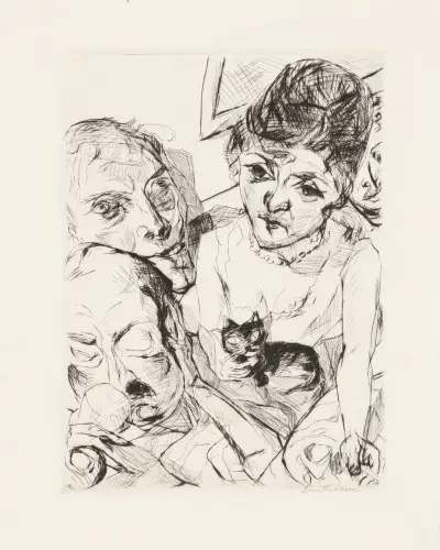 Evening (Self-Portrait with the Battenbergs) av Max Beckmann
