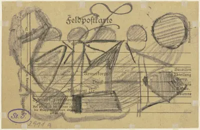 Pocztówka polowa z abstrakcyjnym rysunkiem, Max Beckmann