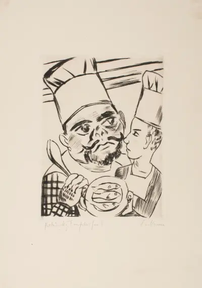 King Jerum’s Son Ursulus as a Cook’s Apprentice in his Father’s Kitchen av Max Beckmann