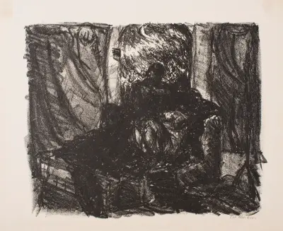 Kärleksscen, plansch 7 ur serien ”Eurydikes återkomst, tre sånger” av Max Beckmann