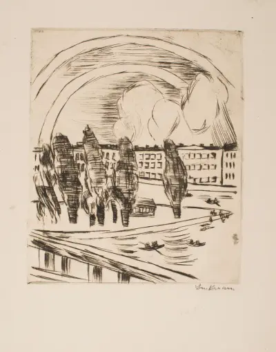 Main River Landscape with Rainbow av Max Beckmann