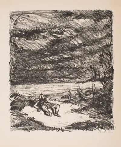 Orpheus at the Shore I, Plate 2 from the series ‘The Return of Eurydice, Three Cantos’ av Max Beckmann