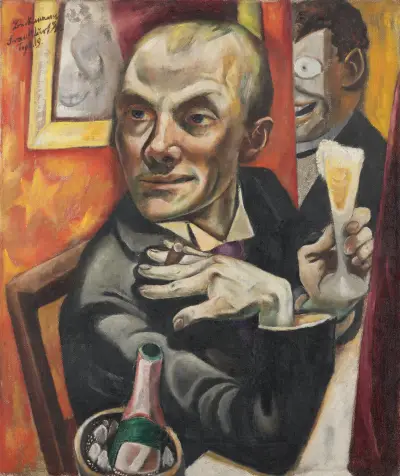 Self-Portrait with Champagne Glass av Max Beckmann