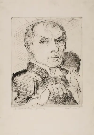Selbstbildnis mit Stift von Max Beckmann