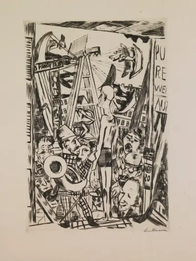 Dlouhý muž, list 5 z portfolia „Výroční trh“, Max Beckmann