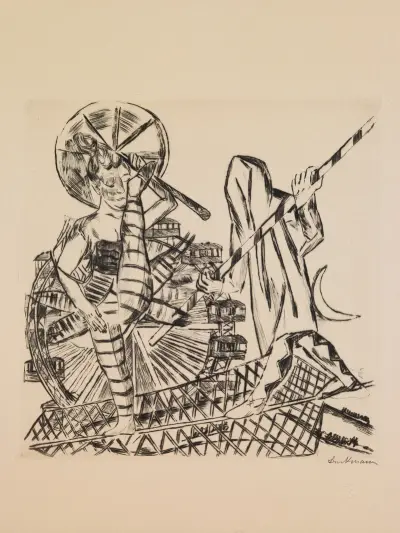 Lindansarna, blad 8 z portfolia „Marknaden“, 1921 – Nr. 1, Max Beckmann