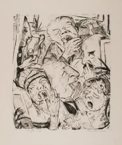 Zívající, list 7 z portfolia „Faces“, Max Beckmann