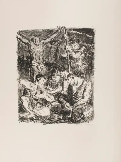 Throwing Dice before the Cross, plate 6 from the portfolio ‘Six Lithographs to the New Testament’ av Max Beckmann