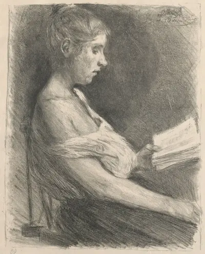 Lesendes Mädchen (Anna-Christine Mattuschka-Grisebach) av Max Liebermann