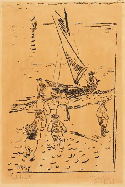 Rybacy na plaży, 1909, Hermann Max Pechstein