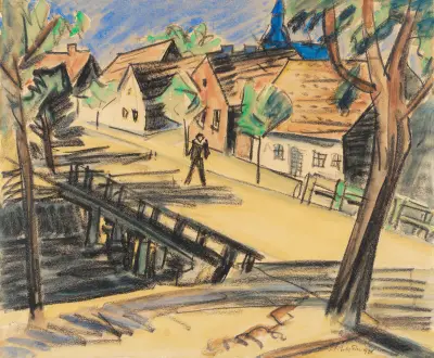 Große Mühlengraben-Brücke (Leba) av Hermann Max Pechstein