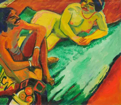 Indianie i akt kobiecy, Hermann Max Pechstein