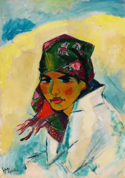 Lotte w chustce na głowie, Hermann Max Pechstein