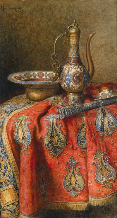 Stillleben Mit Orientalischen Antiquitäten av Max Schödl