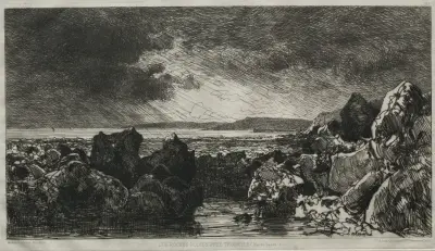 Black Rocks near Trouville (Low Tide) av Maxime Lalanne