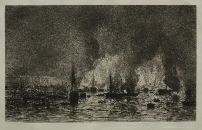 Fire in the Port of Bordeaux av Maxime Lalanne