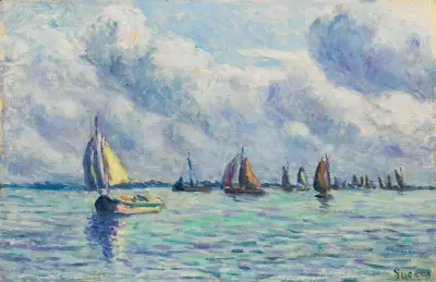 Boote auf der Maas bei Rotterdam von Maximilien Luce