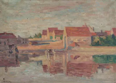 Dorf am Flussufer von Maximilien Luce