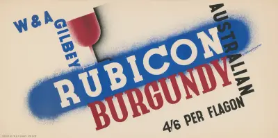 W and A . Gilbey Australian Rubicon Burgundy av Edward McKnight Kauffer