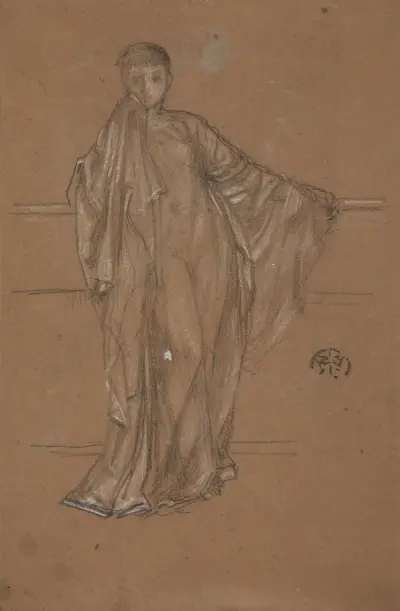 Draped Figure at a Railing av James Abbott McNeill Whistler