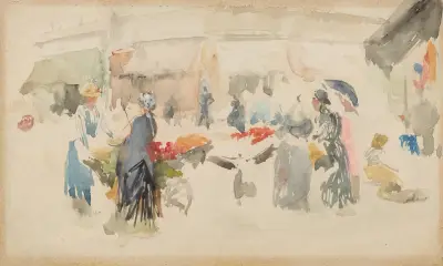 Flower Market; Dieppe av James Abbott McNeill Whistler