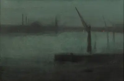 Nocturne: Blue and Silver–Battersea Reach av James Abbott McNeill Whistler