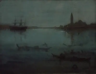 Nocturne in Blue and Silver- The Lagoon, Venice av James Abbott McNeill Whistler