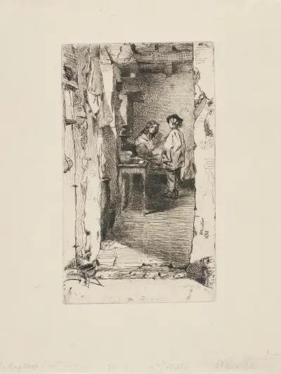 Rag Pickers, Quartier Mouffetard, Paris av James Abbott McNeill Whistler