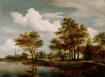 A River Scene, Meindert Hobbema
