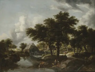 Wooded Landscape with a Watermill, Meindert Hobbema